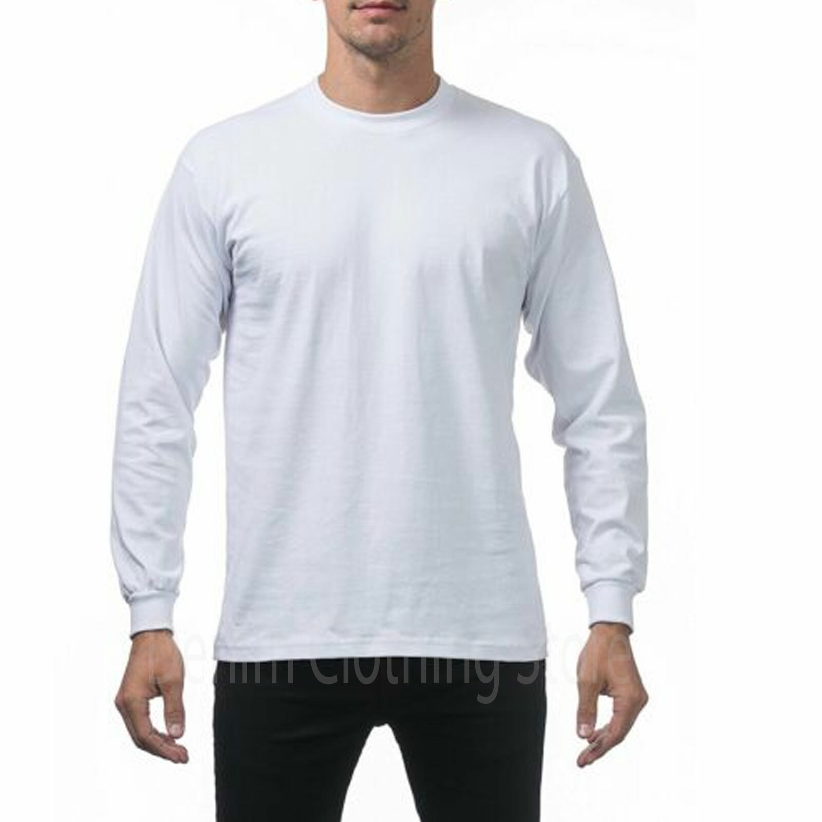 Pro Club Men's Heavyweight Cotton Long Sleeve T-Shirt Crew Neck Plain Tee S-7XL Pro Club Men's Heavyweight Cotton Long Sleeve T-Shirt Crew Neck Plain Tee S-7XL