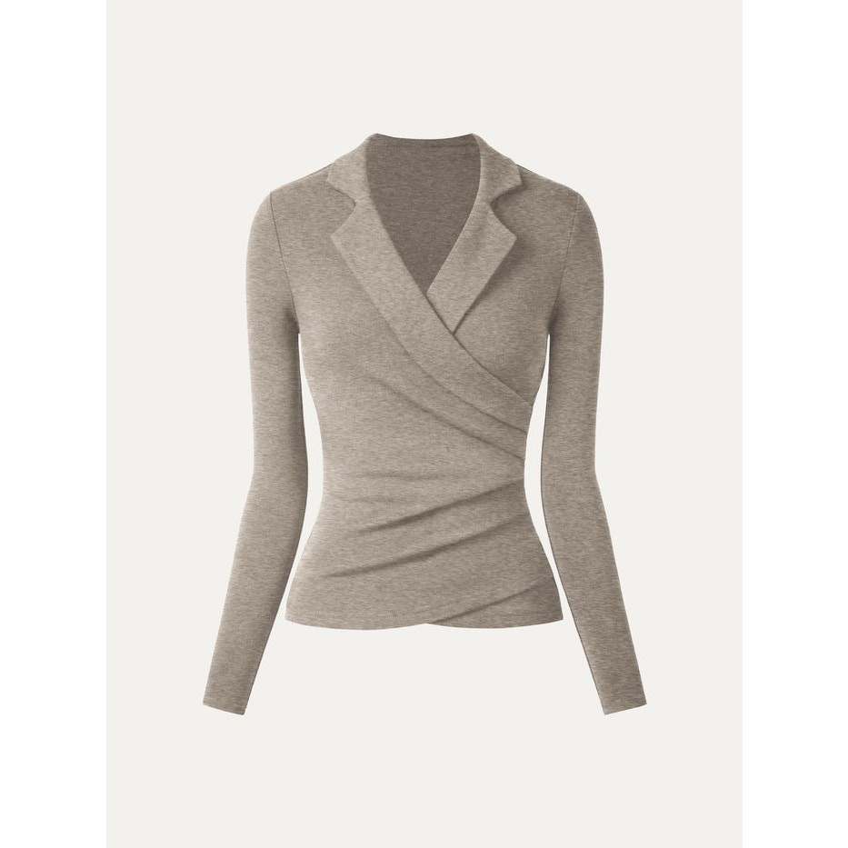 OGL Heather Dove MicroWarmTech™ ProWarm Collared Surplice Top XS NEW $55 Taupe OGL Heather Dove MicroWarmTech™ ProWarm Collared Surplice Top XS NEW $55 Taupe