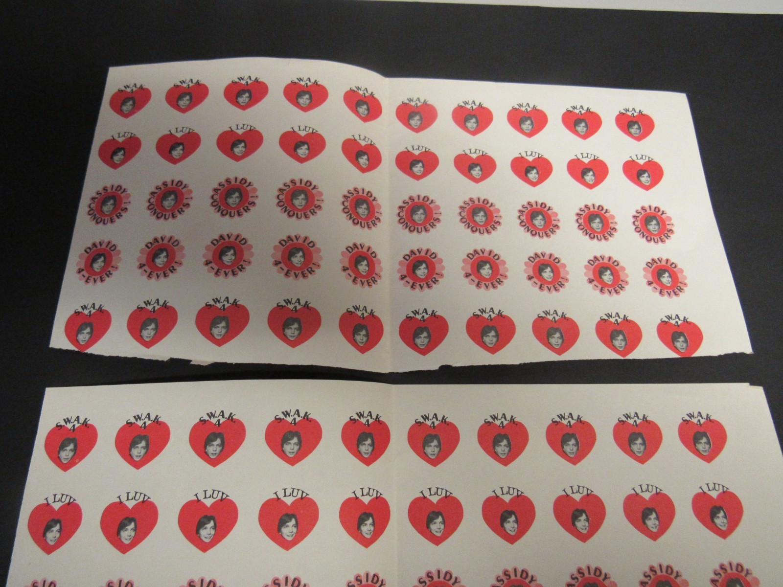 Vintage Partridge Family David Cassidy Fan Club Stationary Sheets Lot of 3