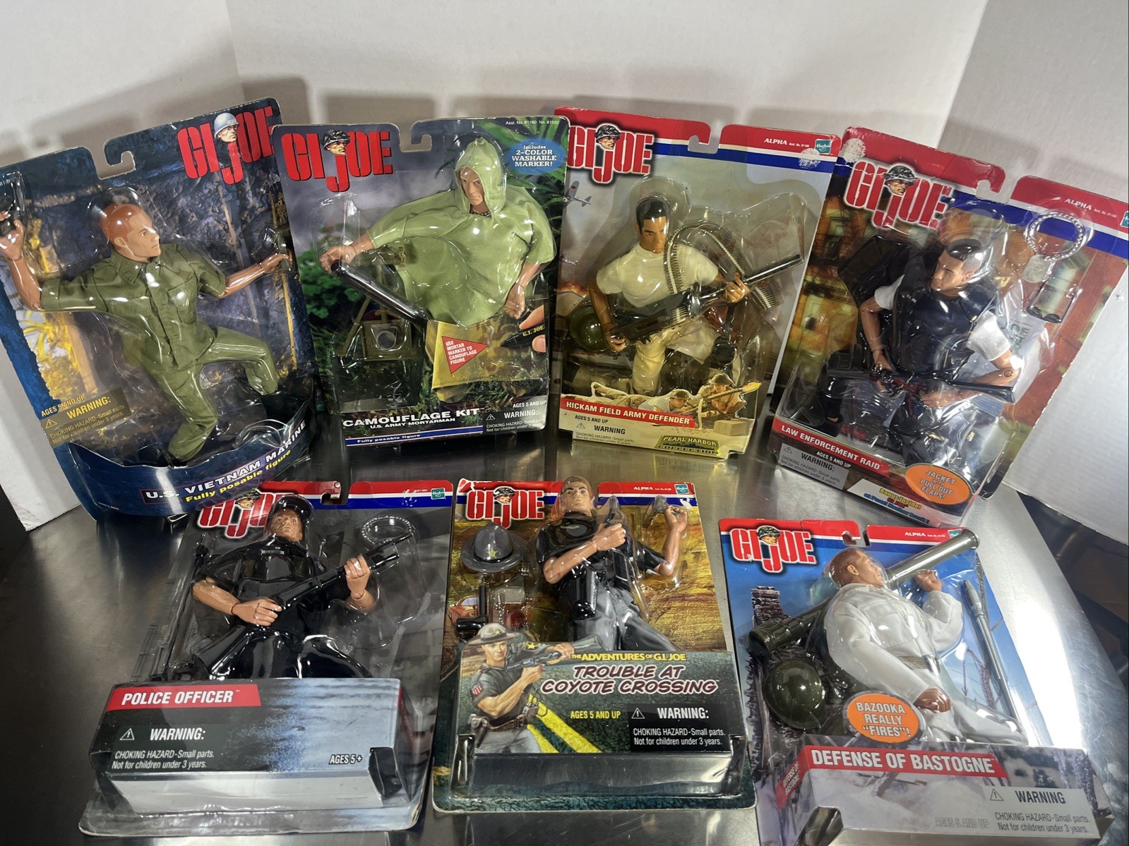 New 1998-2001 GI Joe Hasbro 12 Inch Action Figure Lot Of 7 Plus Accessories Sets