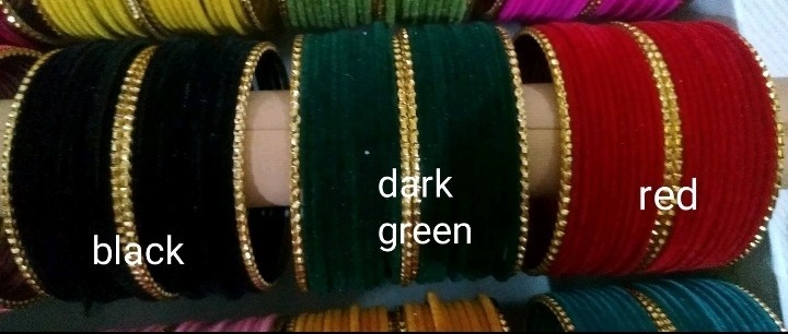 24 Peices Desginer Velvet Indian Pakistani Metal Bangles 24 Peices Desginer Velvet Indian Pakistani Metal Bangles
