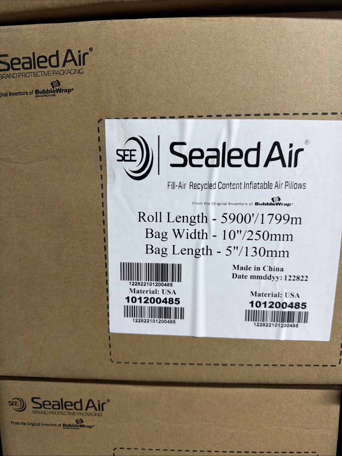SEALED AIR 100200485 Fill Air Extreme Inflatable Packaging 5900\' X 10 X 5 NEW SEALED AIR 100200485 Fill Air Extreme Inflatable Packaging 5900\' X 10 X 5 NEW