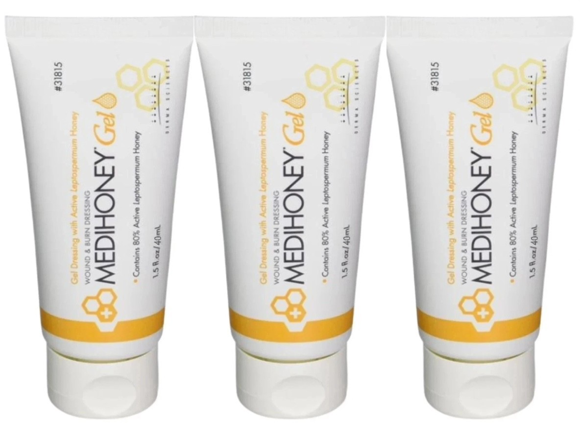 3pcs Medihoney Gel Wound Burn Dressing Derma Sciences 1.5oz Skin Therapy First