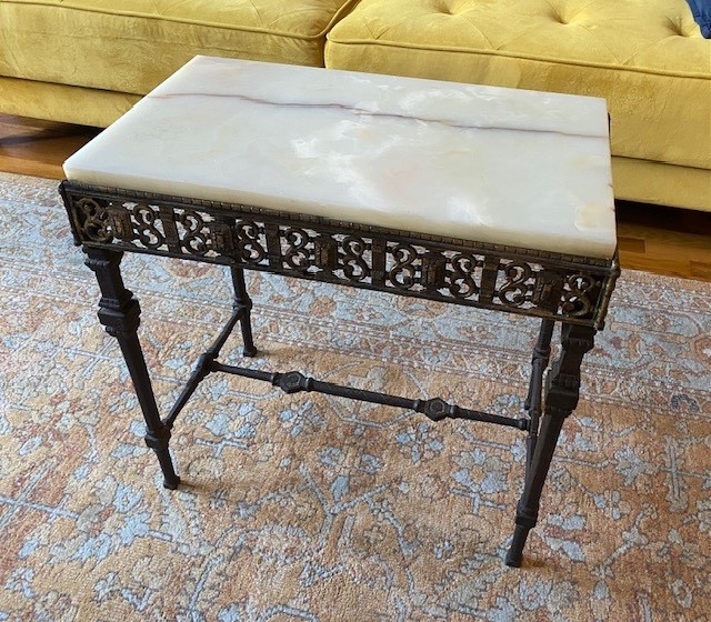 Antique Table Cast Iron w/ Marble Top 1800's Antique Table Cast Iron w/ Marble Top 1800's