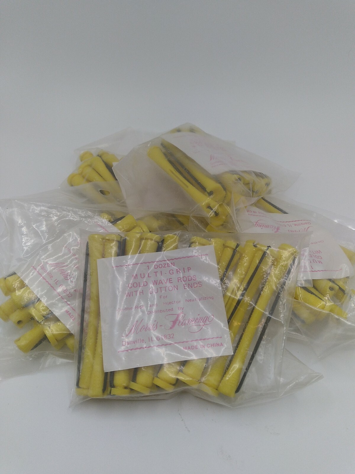 Lot Of 5 NEW Morris Flamingo Multigrip Cold Wave Perm Rods Button Ends