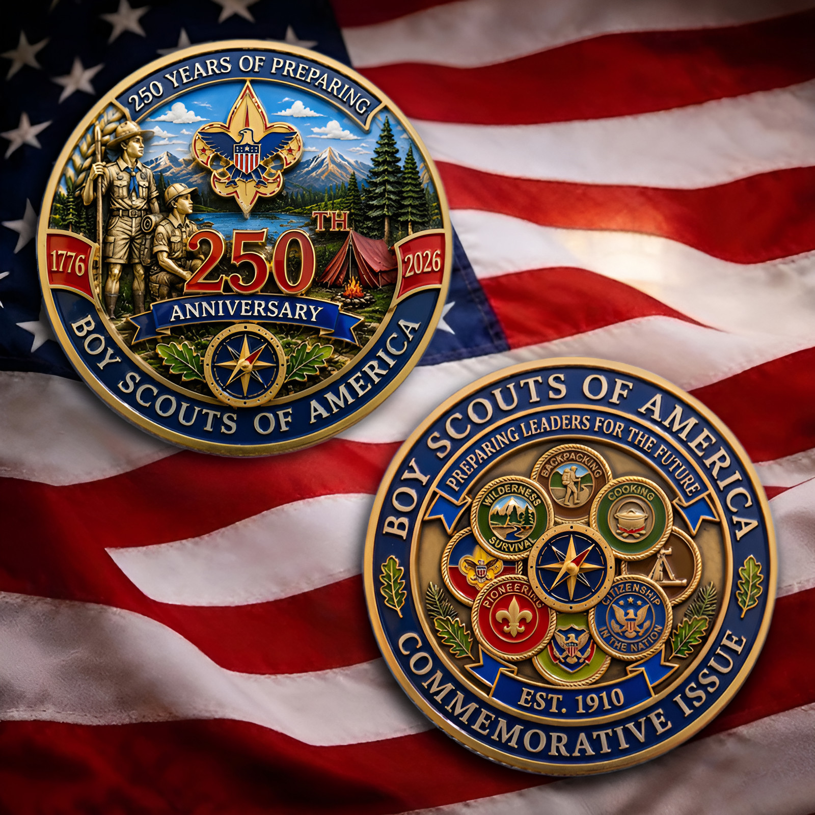 Boy Scouts of America 250th Anniversary Commemorative Coin BSA Challenge Coin Boy Scouts of America 250th Anniversary Commemorative Coin BSA Challenge Coin