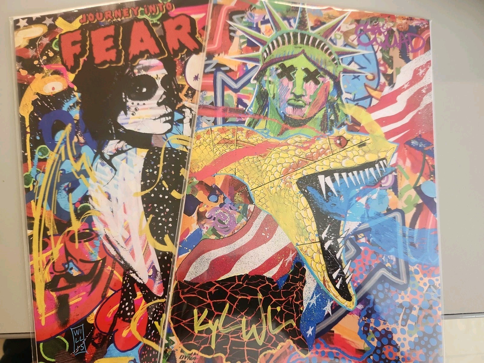 2pcs  Signed Kyle Willis Bks, COA\'s, Dork Graffiti Liberty #1, Journey Into Fear