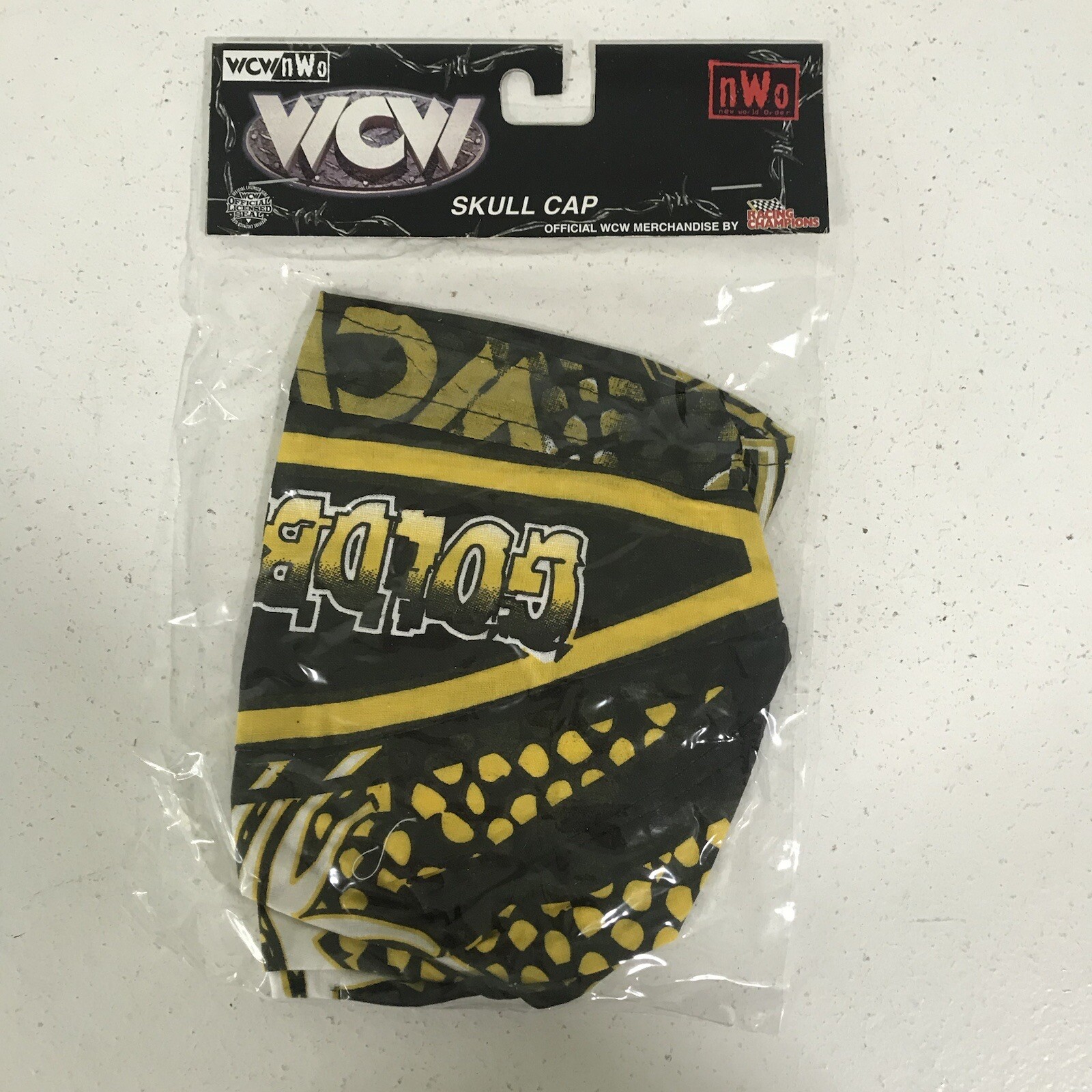 Bill Goldberg Wrestling Skull Cap Bandanna WCW NWO Vtg Yellow Black 1999