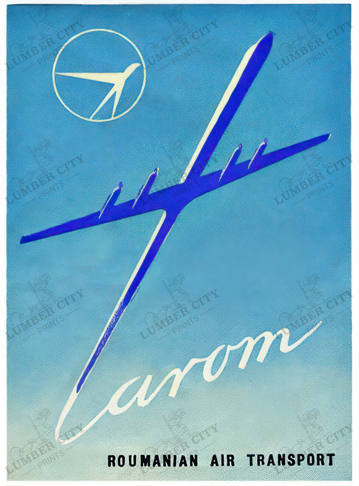 Vintage 1955 Tarom Romanian Air Transport Travel Poster Wall Art Print