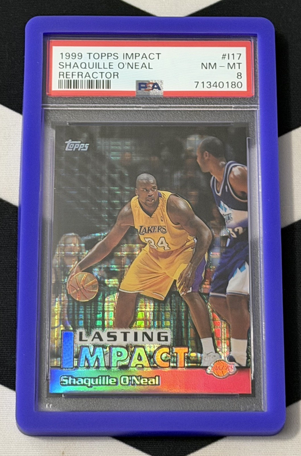 SHAQUILLE O’NEAL 1999 Topps Impact LASTING IMPACT REFRACTOR PSA 8 