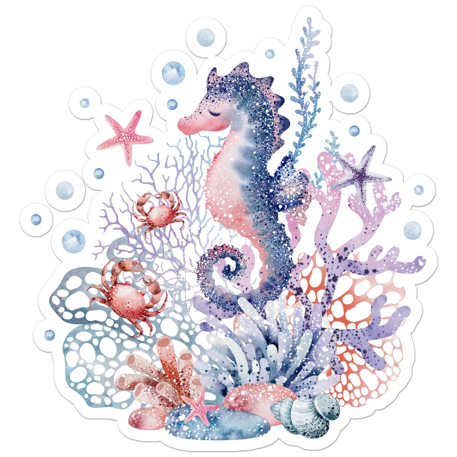 Seahorse Crab Coral - Vinyl Decal Sticker - Car Window Laptop - ebn11658
