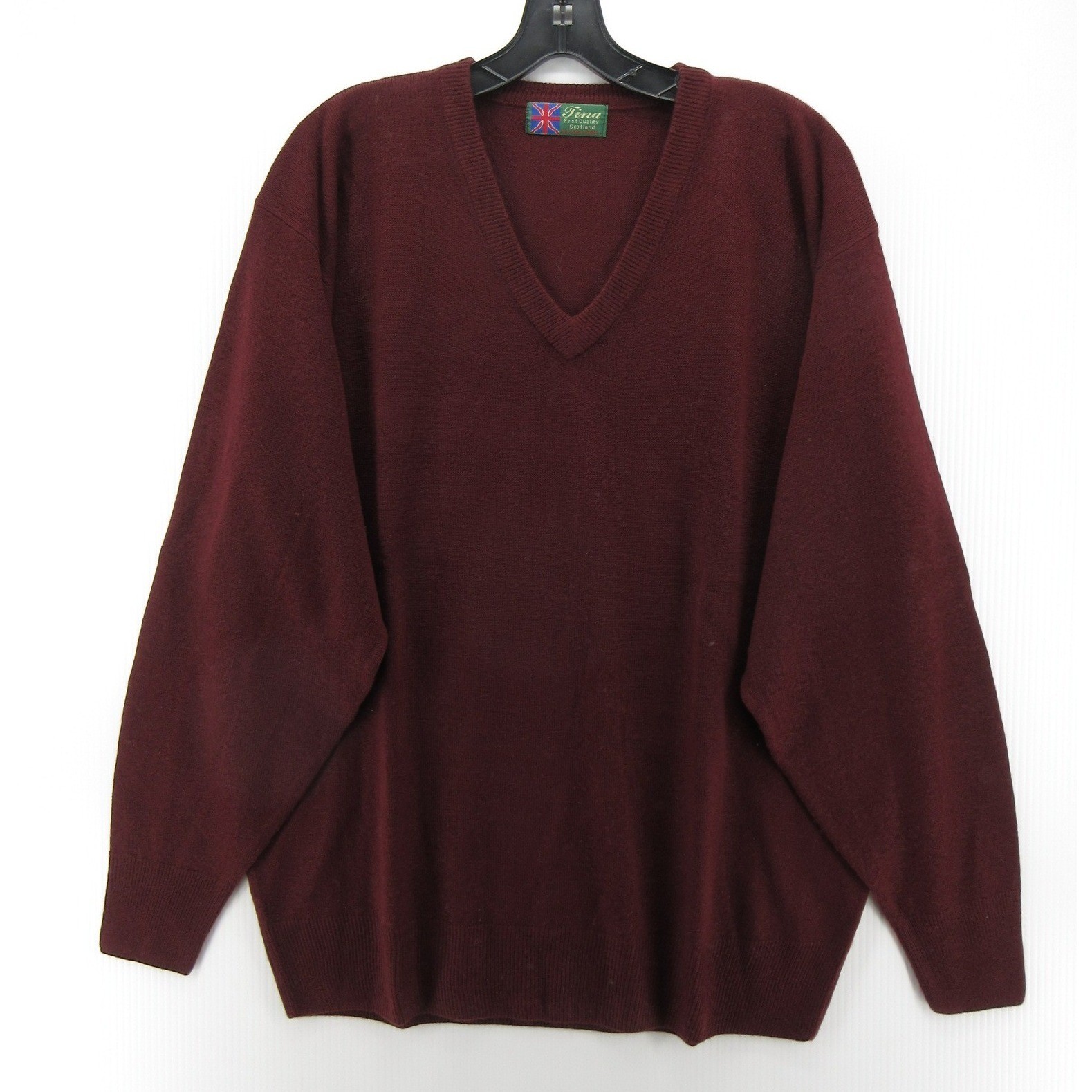 VINTAGE Tina Sweater Men XL Red Burgundy Cashmere Pullover Crewneck Scotland