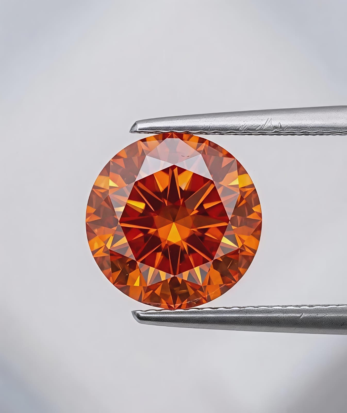 AAA+ 2 Ct Round Cut, Fancy Orange Color Loose VVS1 Diamond 8.50 MM Gemstone +Gif