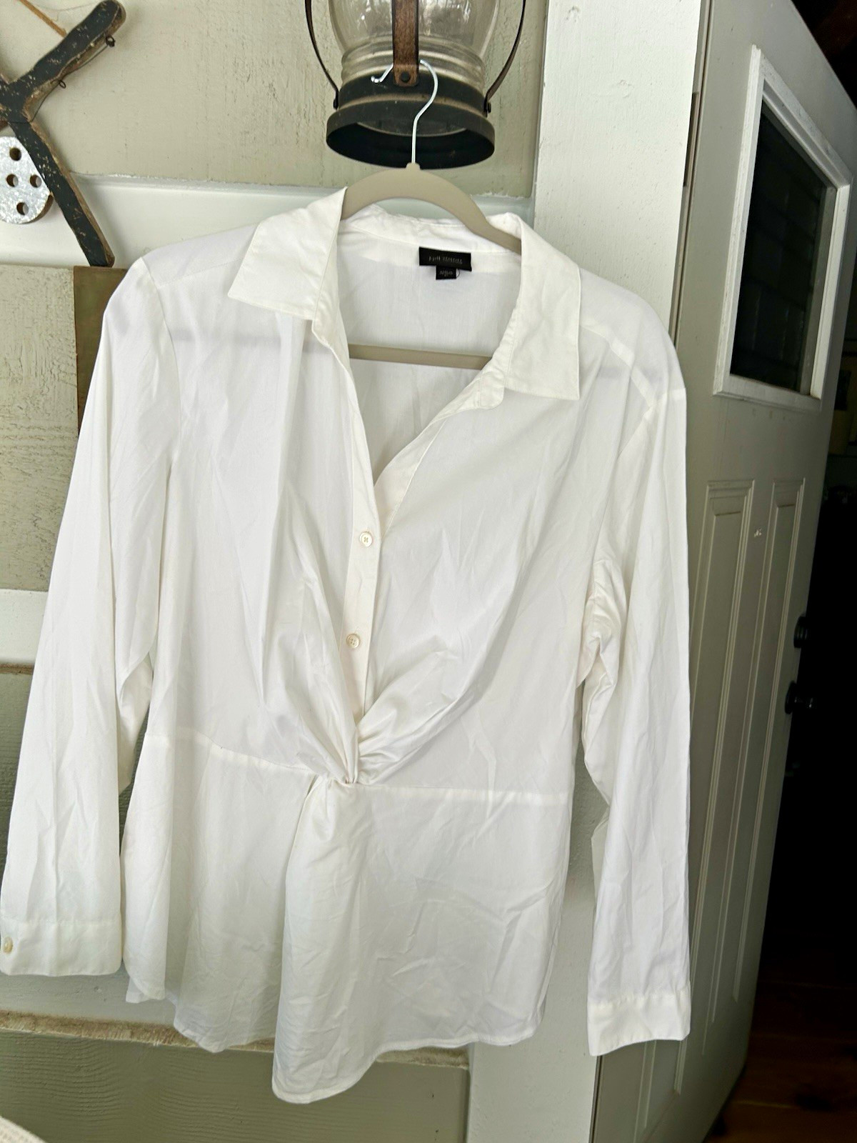 J Jill Wearever Collection Collared Woven Button-Up Blouse Stretch Size XL