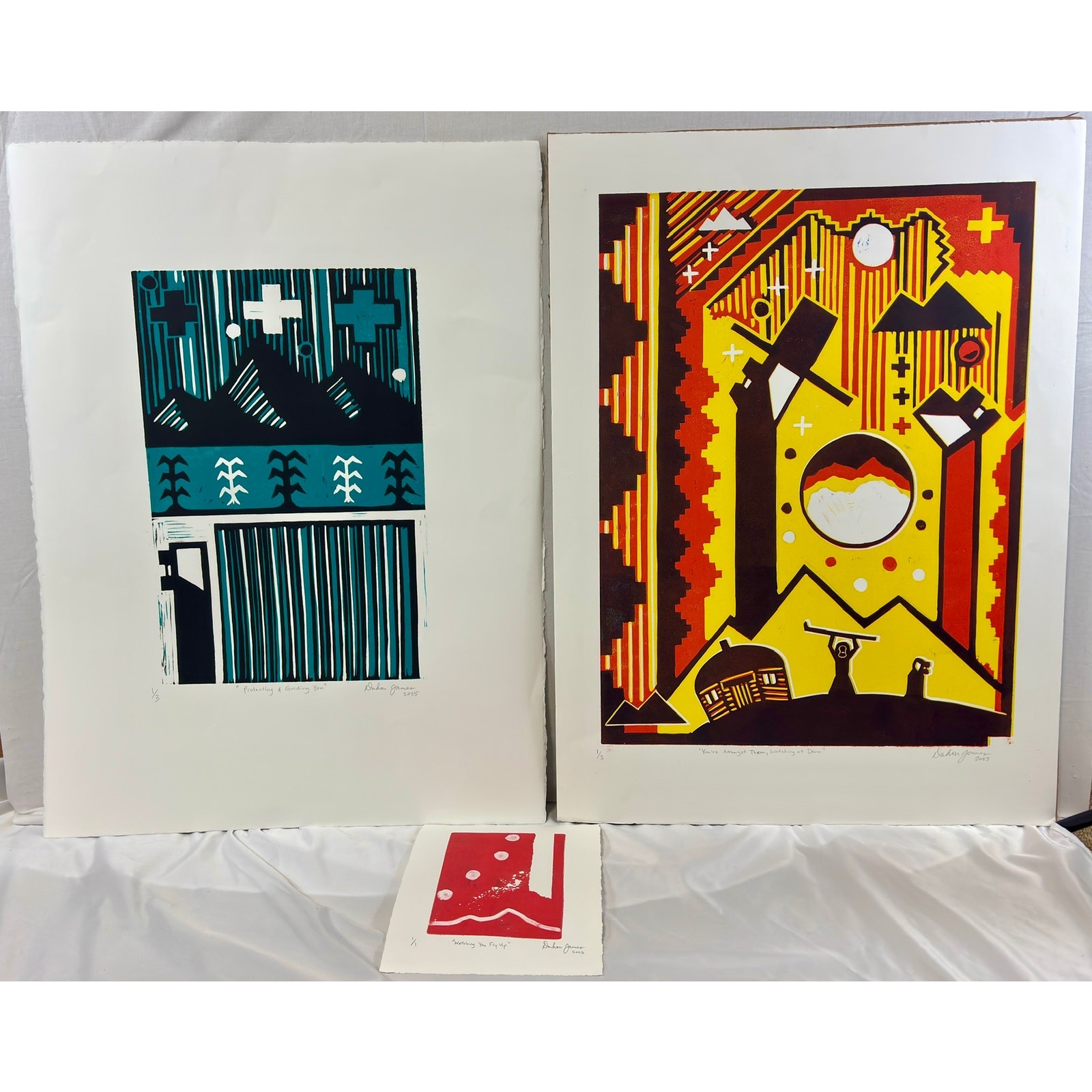 Duhon James Navajo Linocut Print Set Hubbell Trading Post Signed Rare 1/3 1/1