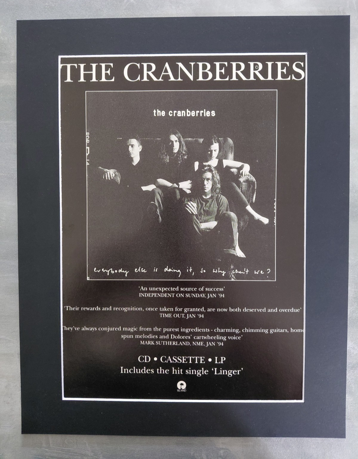 The Cranberries Everybody Else Is Doing It Promo Original Advert Mounted 14x11