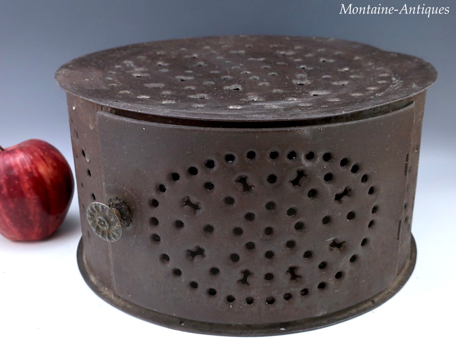 Unique American  Punched Tin Warmer 19th cent