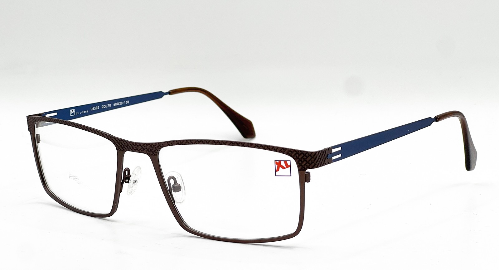 NEW XL BY C-ZONE U6502 COL.70 BROWN/BLUE AUTHENTIC EYEGLASSES 60-20