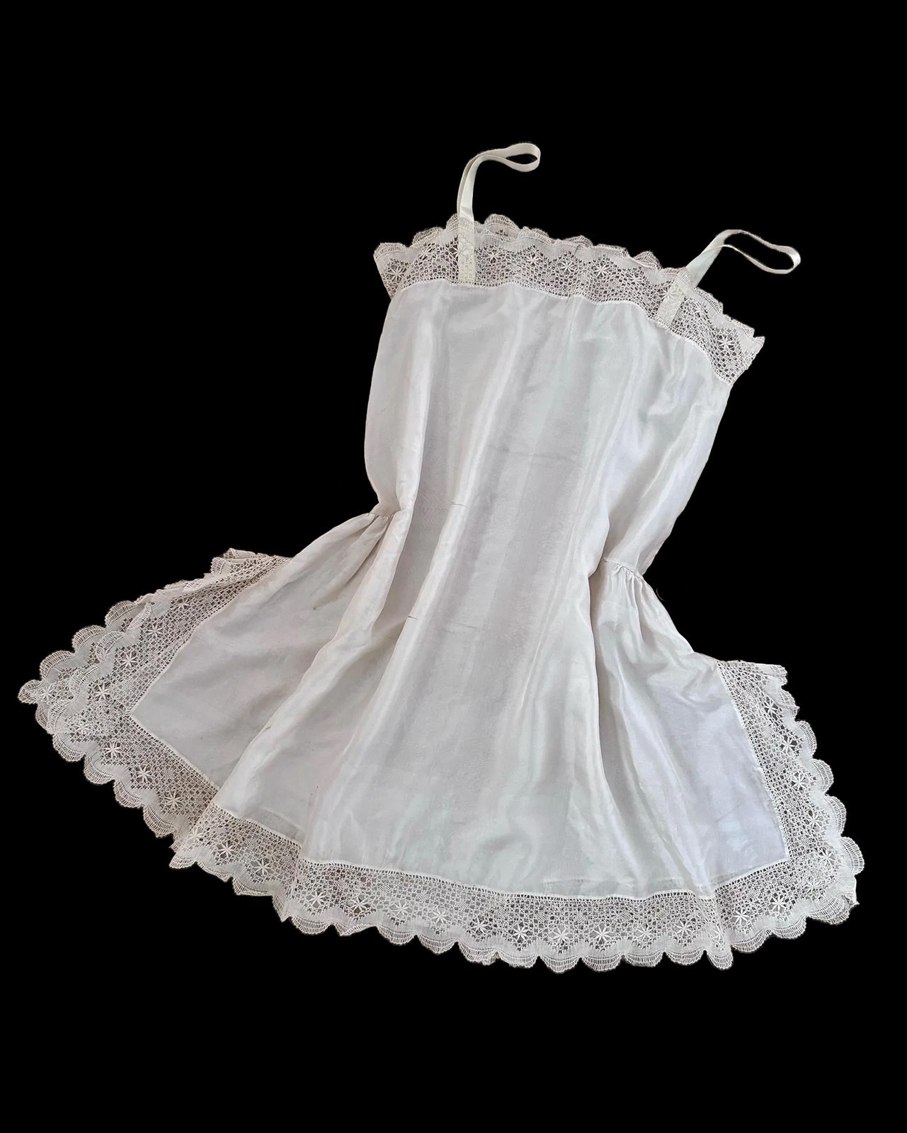 Antique 1920s Silk Chemise, Vintage 20s Silk and Lace Step In, S/M