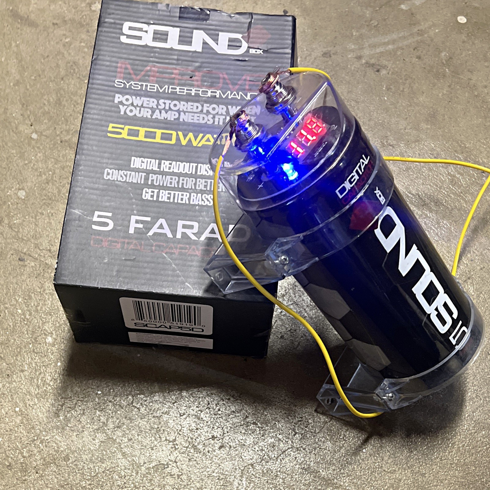 Sound Box 5 Farad Digital Car Audio Power Capacitor w/ Digital Readout Sound Box 5 Farad Digital Car Audio Power Capacitor w/ Digital Readout
