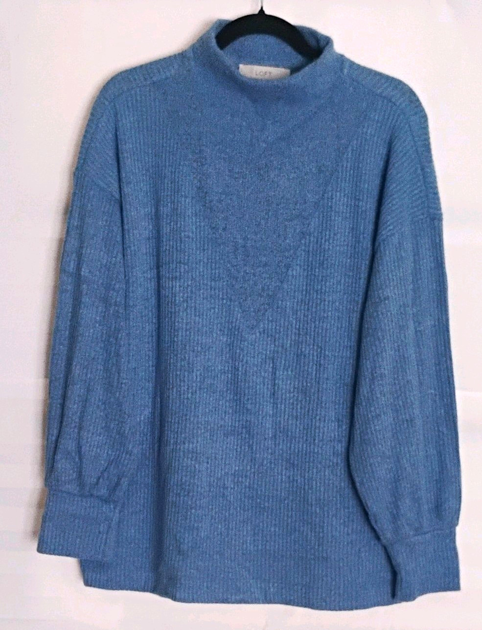 LOFT Blue Solid Knit Mock Neck Long Sleeve Pullover Sweater Women\'s L LOFT Blue Solid Knit Mock Neck Long Sleeve Pullover Sweater Women\'s L