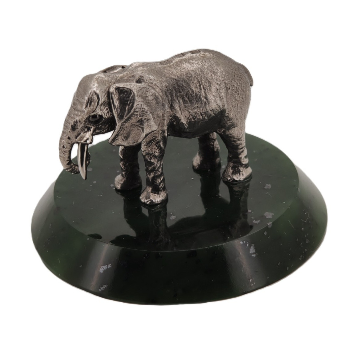 Vintage Imperial Faberge Era Silver Nephrite Elephant Figurine Vintage Imperial Faberge Era Silver Nephrite Elephant Figurine