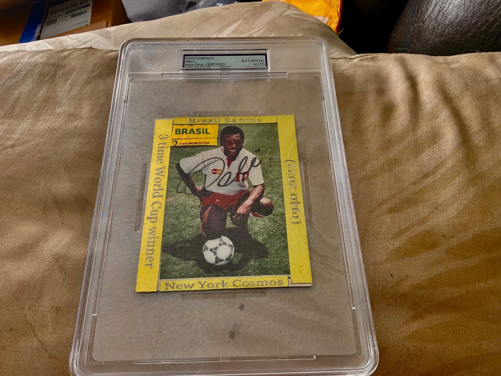 pele autographed x7 photo psa # 85848888