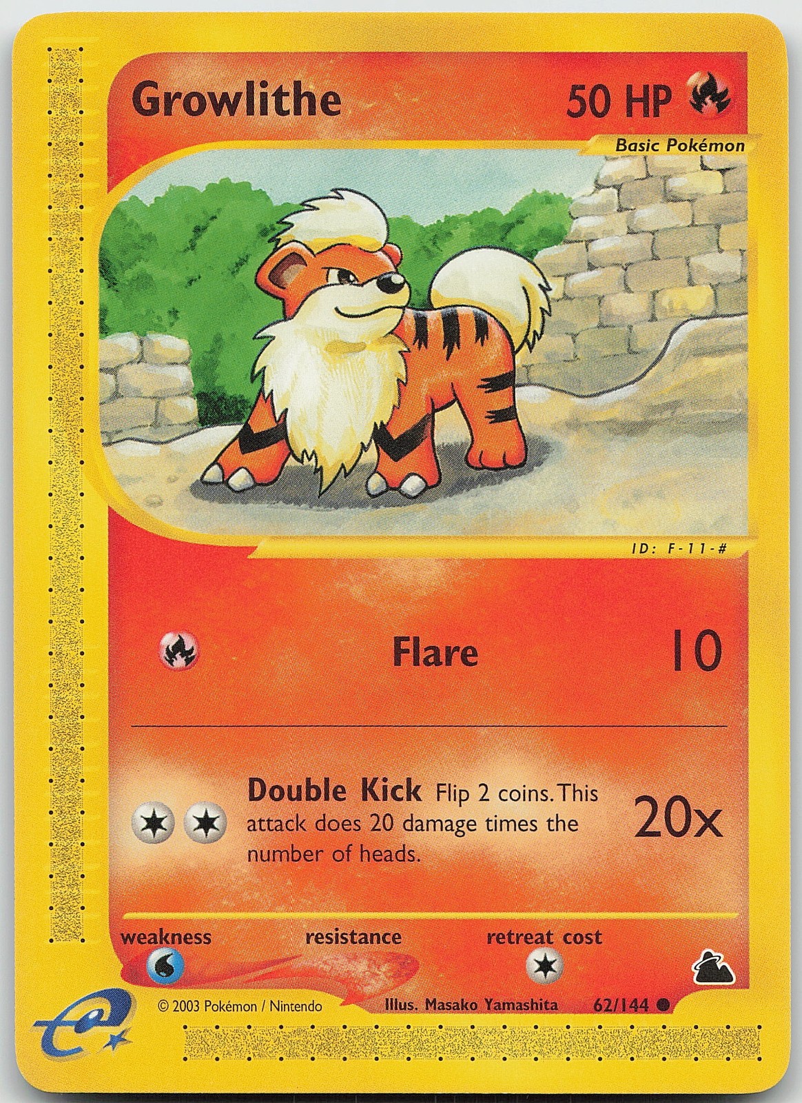 Growlithe Skyridge LP Pokemon 062/144