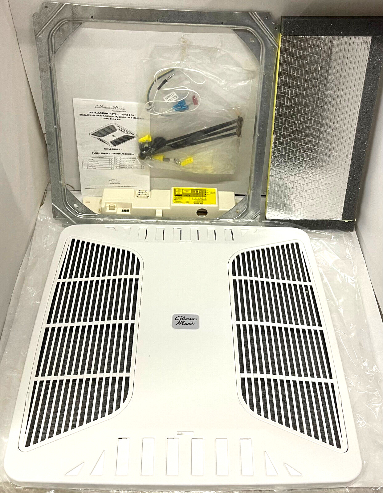 Coleman 8430-6334 Ceiling Assembly Mach AC Chill Grill White, RV Trailer Camper