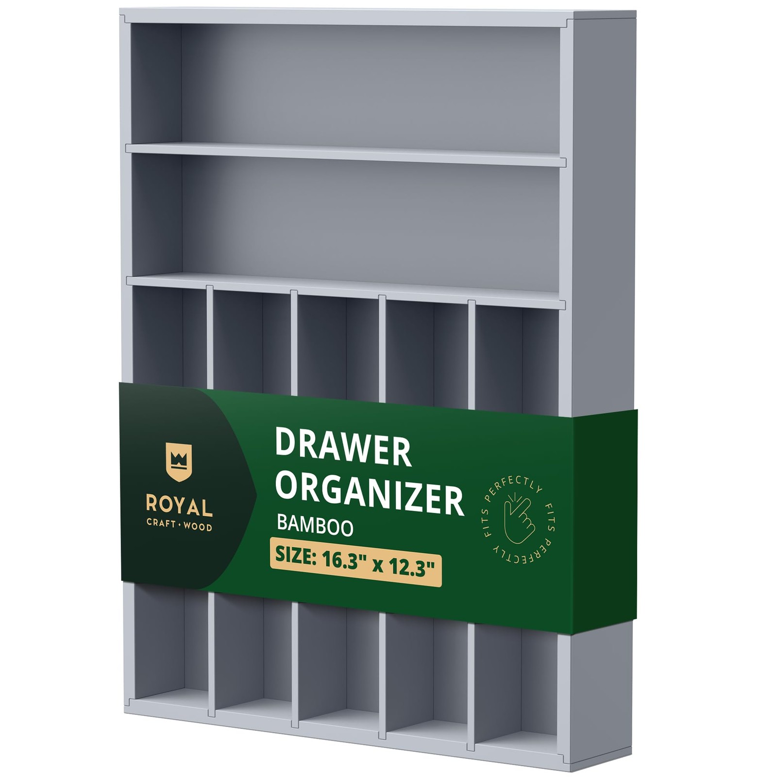 ROYAL CRAFT WOOD Bamboo Silverware Organizer 7 Slot Gray ROYAL CRAFT WOOD Bamboo Silverware Organizer 7 Slot Gray