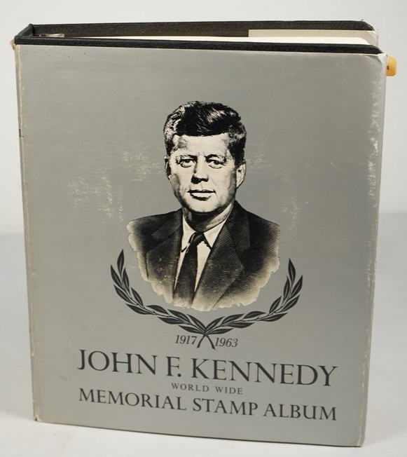 US & AJMAN JFK COLLECTION OF 400+ STAMPS MOSTLY MINT STORED IN MINKUS ALBUM