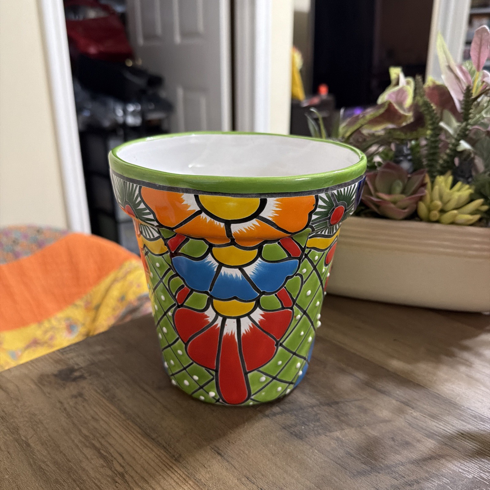 Handmade Mexican Talavera Ceramic Planter - 6.5