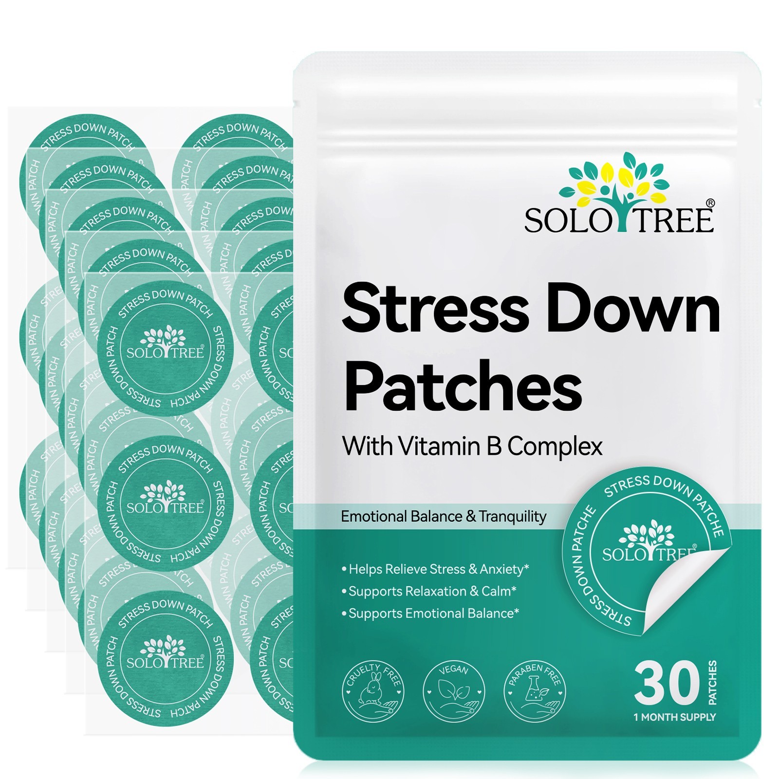 Stress Down Patches with Vitamin B Complex for Emotional Balance & Tranquility 3