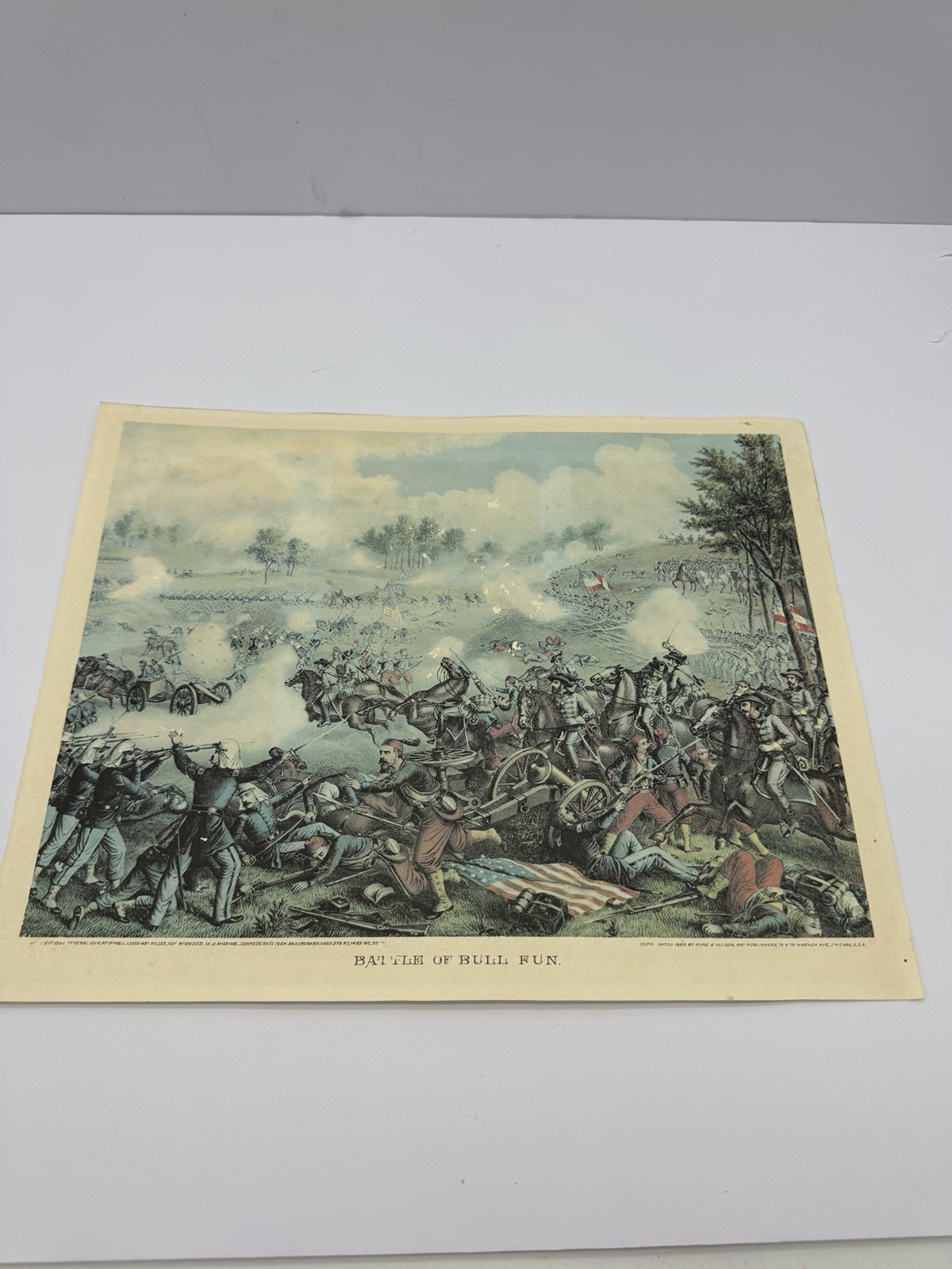 Antique Kurz & Allison Battle of Bull Run Civil War Color Lithograph