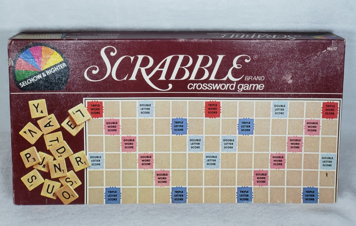 Vintage 1982 Scrabble Board Game Wood Tiles, Complete Game in Original Box