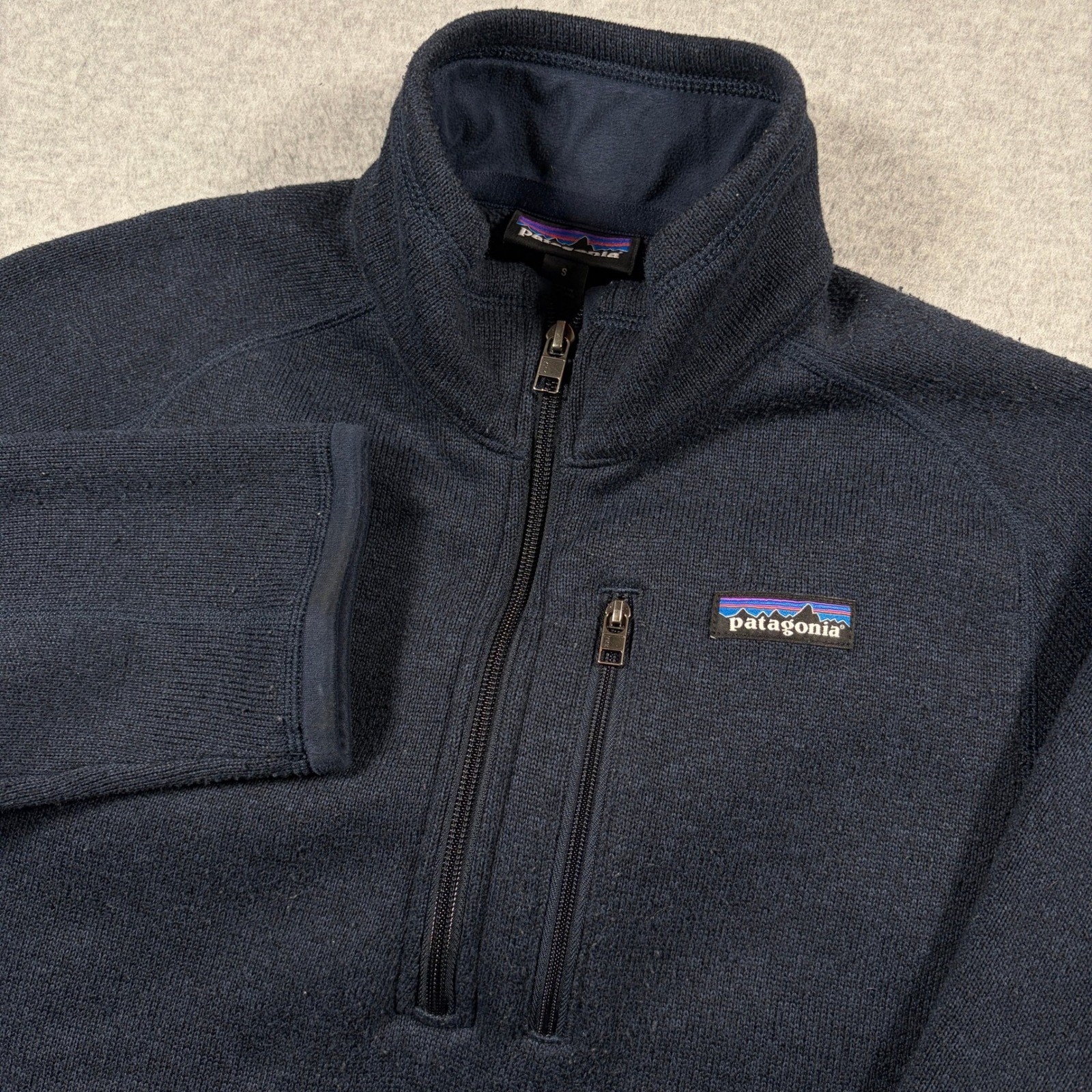 Patagonia Better Sweater 1/4 Zip Pullover Mens Small Navy Blue Outdoors 25523