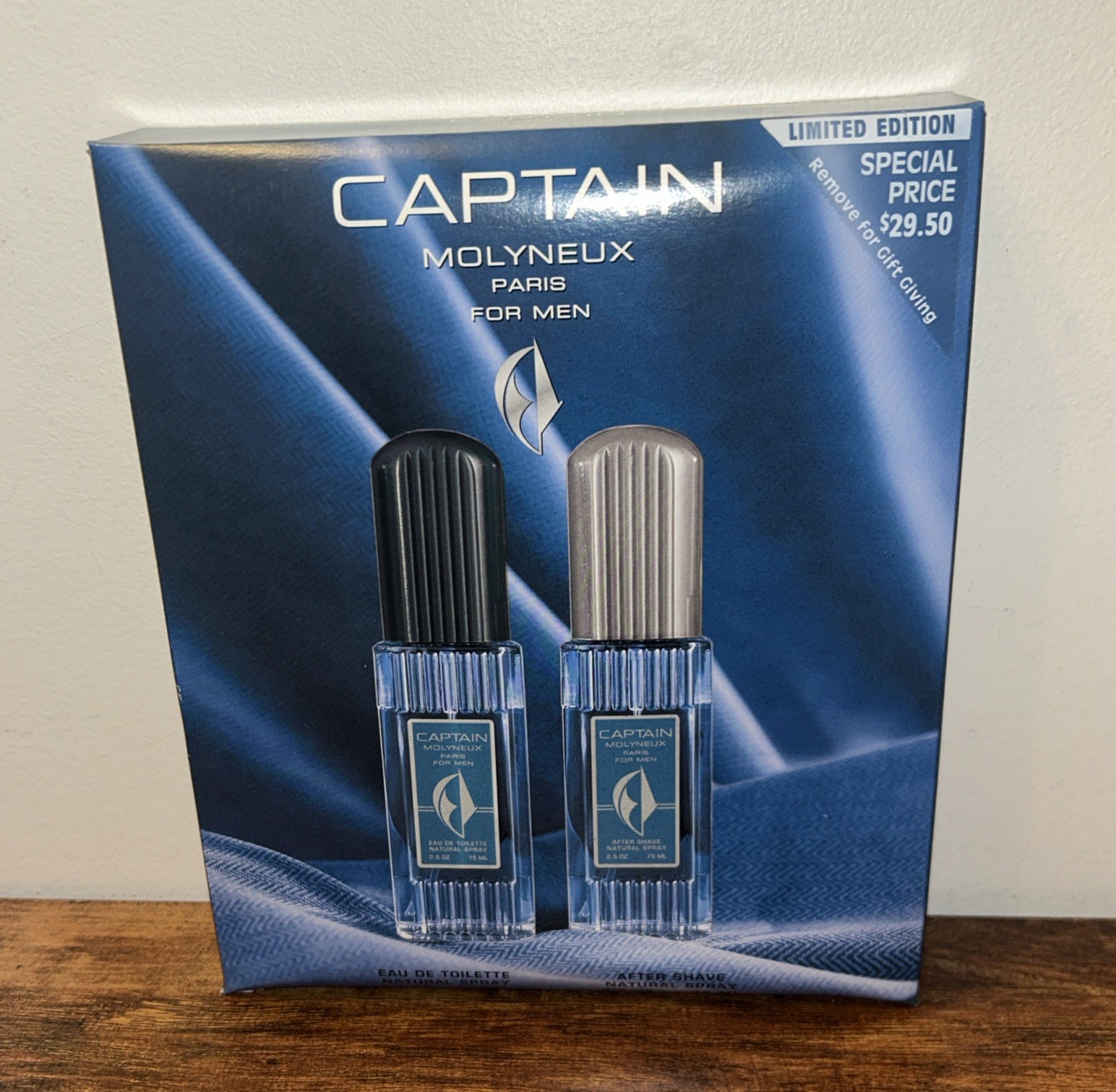 Vtg Captain Molyneux Paris For Men 2pc Gift Set 2.5oz EDT & After Shave USA Rare