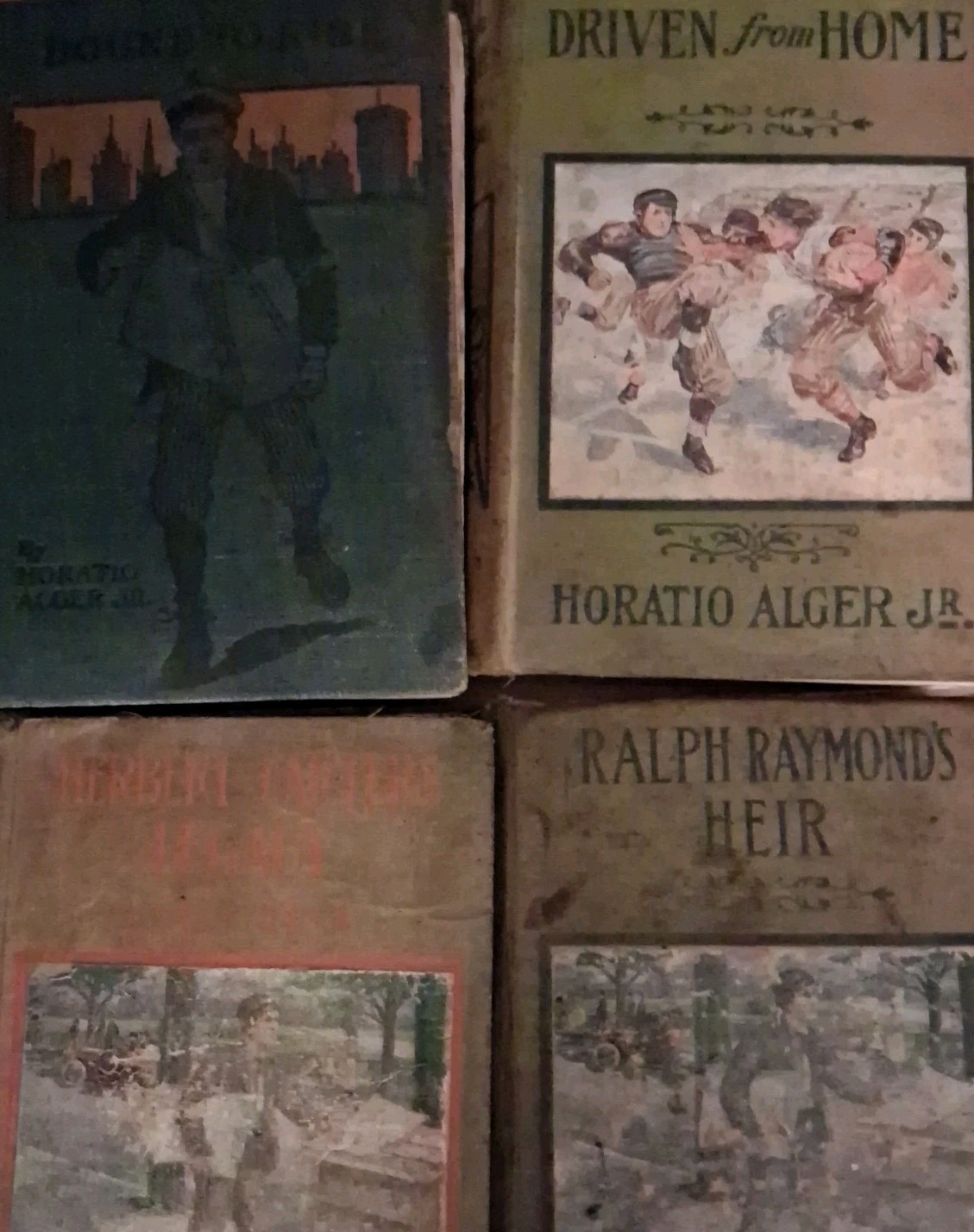 LOT OF 4 ANTIQUE HORATIO ALGER JR BOOKS - EARLY 1900\'s