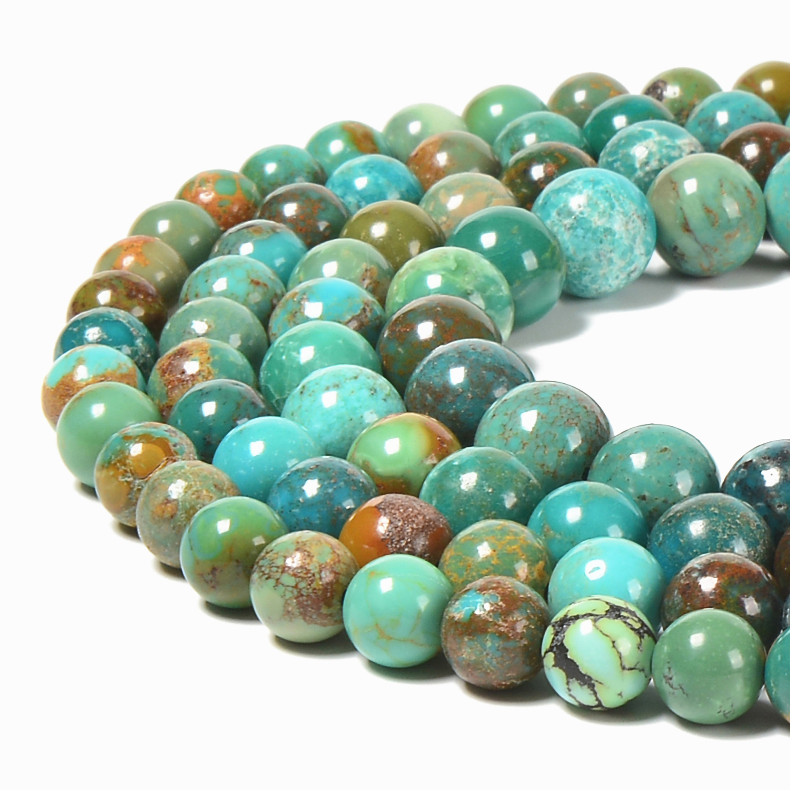 Natural Genuine Green Turquoise Smooth Round Beads 4mm 6mm 8mm 10mm 15.5\'\'Strand
