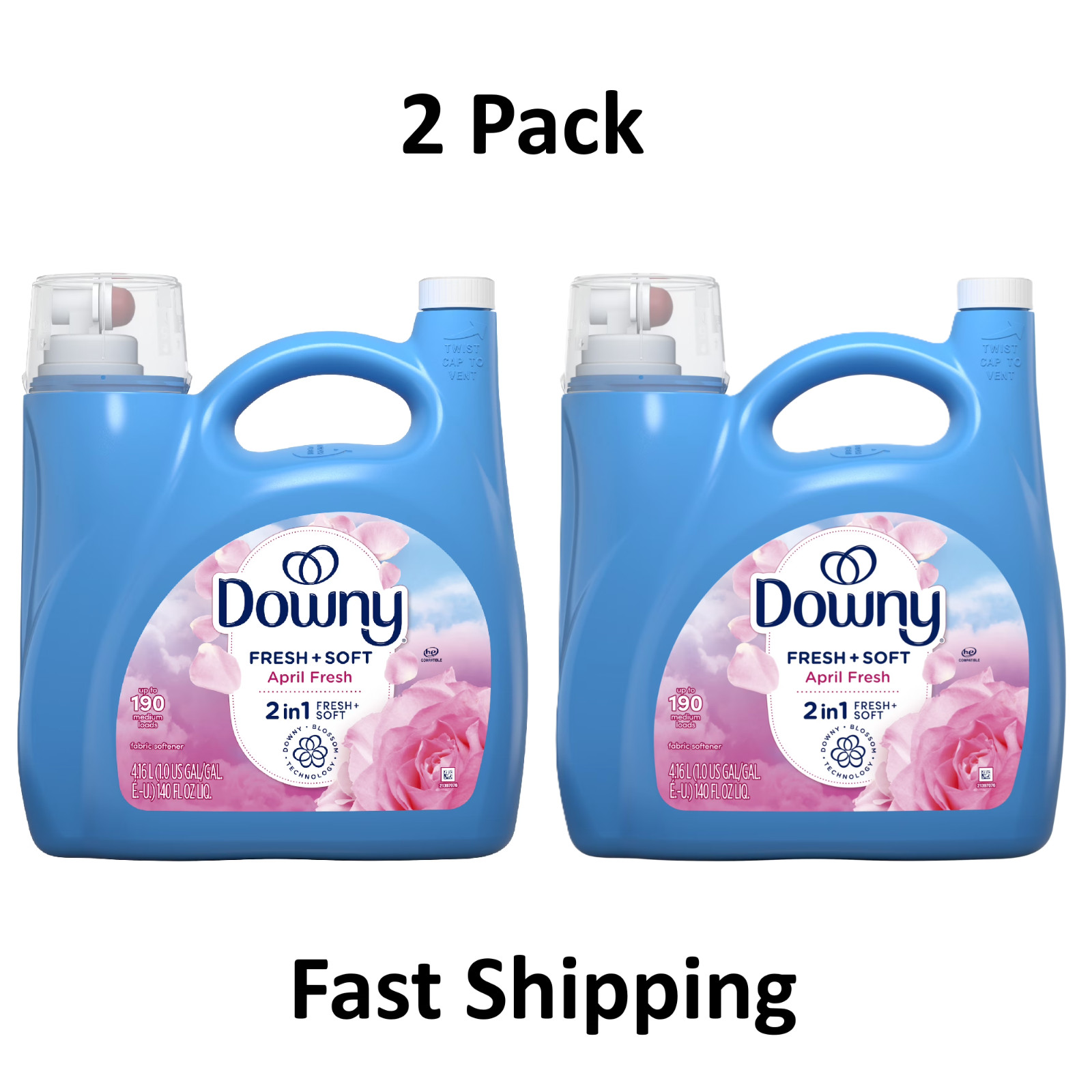 (2 Pack) Downy Liquid Fabric Softener April Fresh Scent 140 fl oz 190 Loads