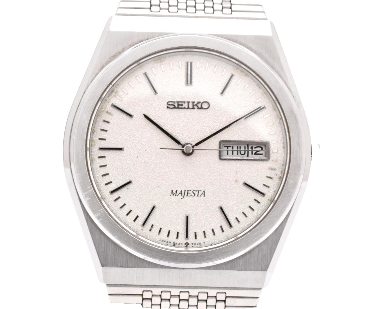 [EXC+5] Vintage 1988 Seiko Majesta 9533-7000 Silver 35mm Qz Mens Watch JAPAN