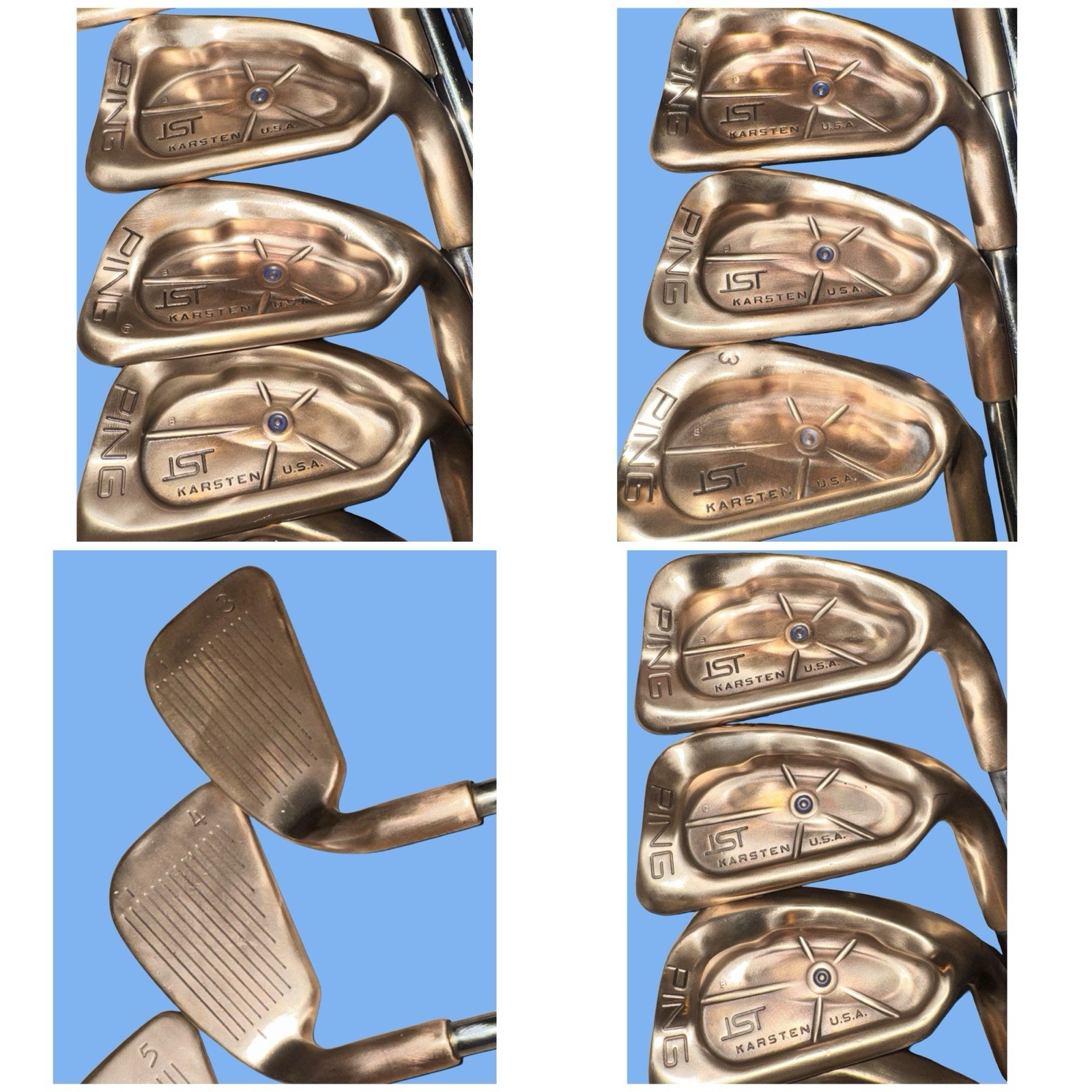 Ping ISIBeryllium Copper BeCu Iron Set 3-PW (matching #’s) Stiff + S Blue Dot