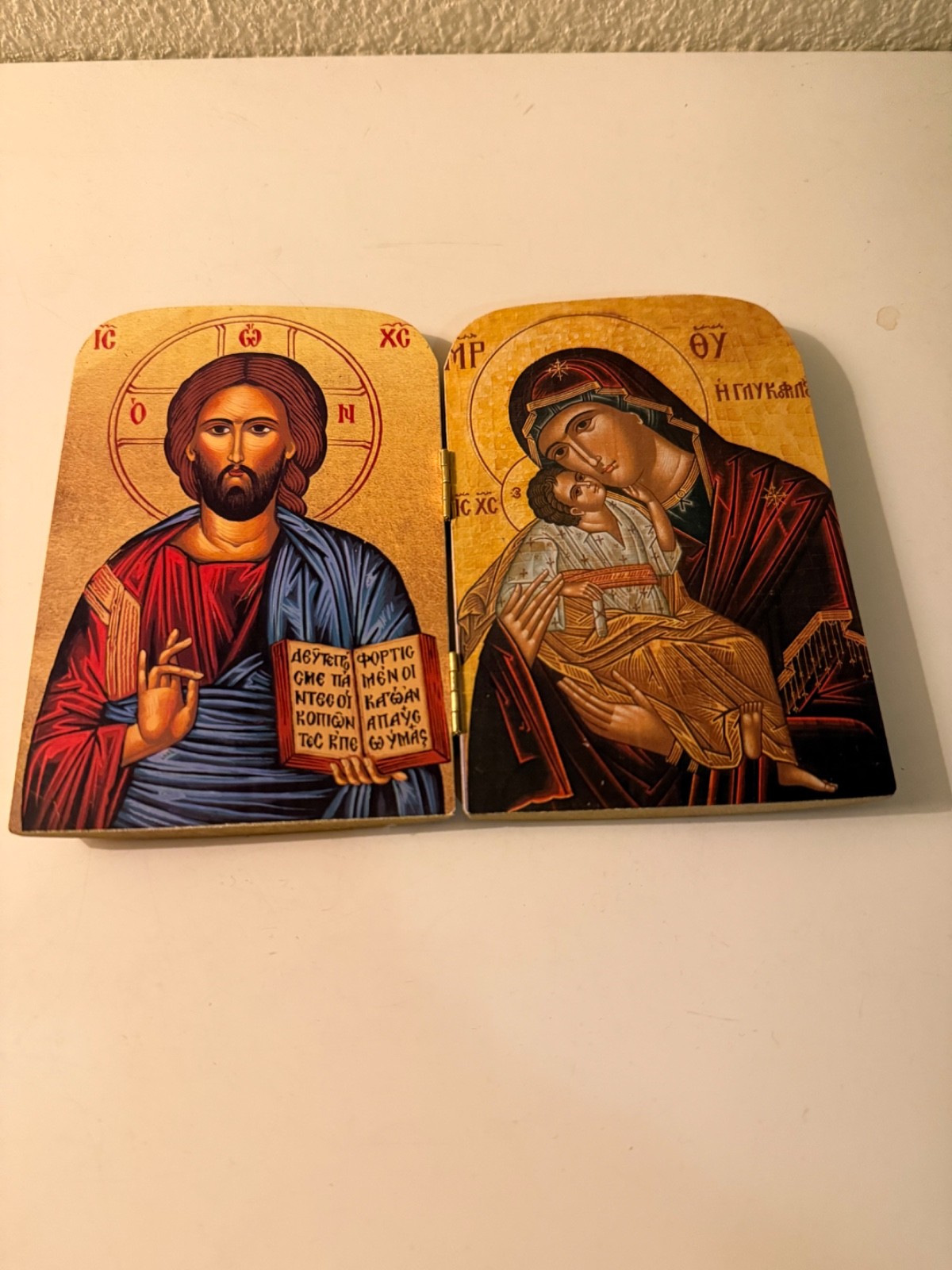 Greek Diptych of Jesus and Blessed Mother-Made in Greece