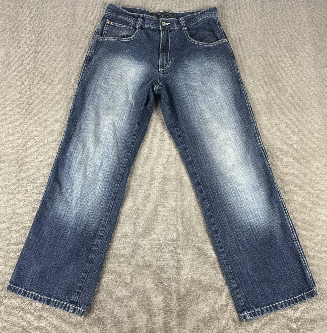 VTG Southpole Jeans Mens Size 34 Sandblasted Denim 34x32 Baggy Wide Skater Y2K