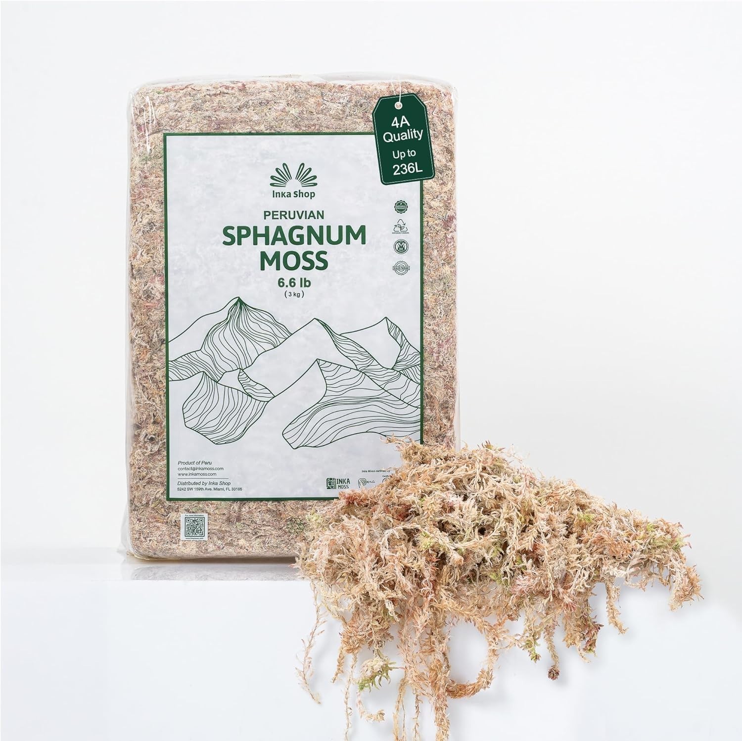 Peruvian Sphagnum Moss, 3kg/6.5 lb, 4A Premium long fiber ***JUST ARRIVED ***NEW