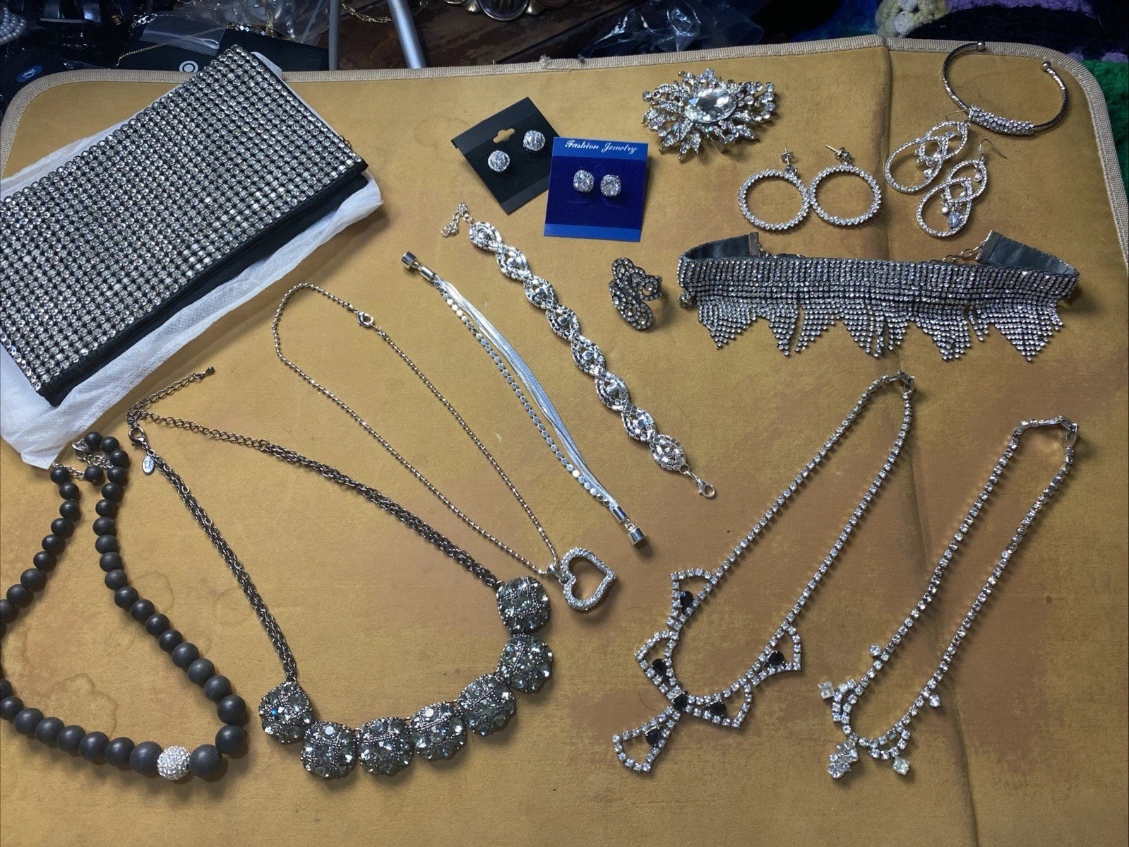 Rhinestone Jewelry lot so many pieces beautiful purse must see Rhinestone Jewelry lot so many pieces beautiful purse must see