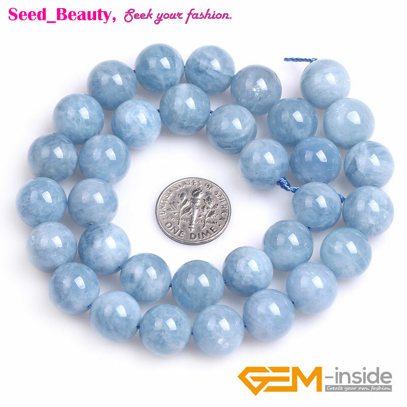 Natural Blue Aquamarine Quartz Gemstone Loose Beads Jewelry Making 15