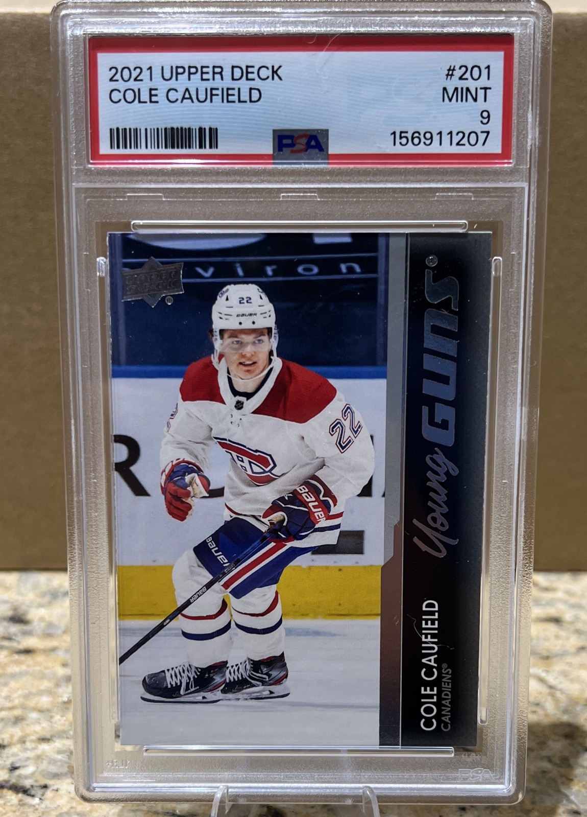 2021-22 Upper Deck - Cole Caufield YOUNG GUNS Montreal Canadians PSA 9 #201 (RC)