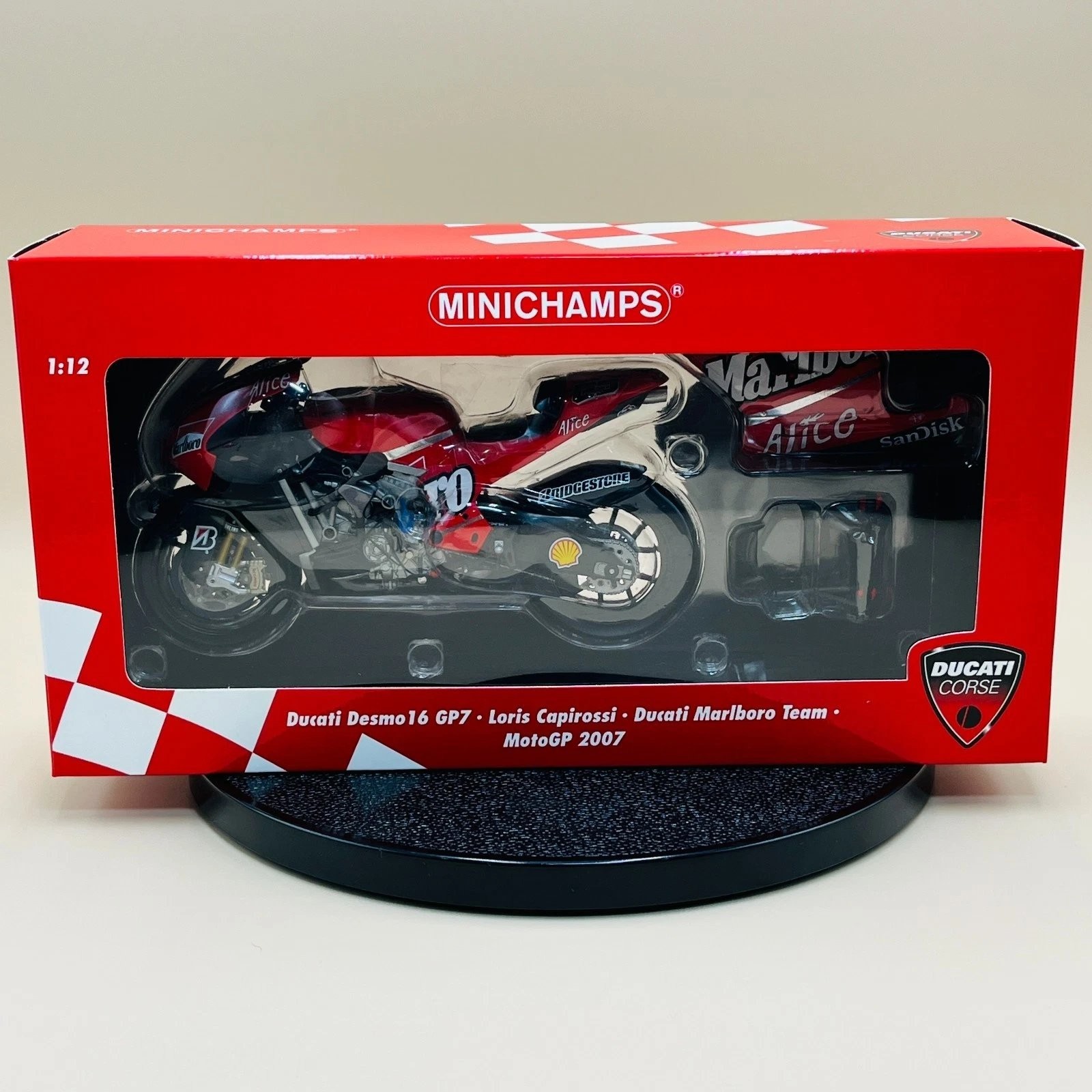 Damaged MINICHAMPS 1/12 Ducati Desmo16 GP7 Loris Capirossi 122070065 Decals