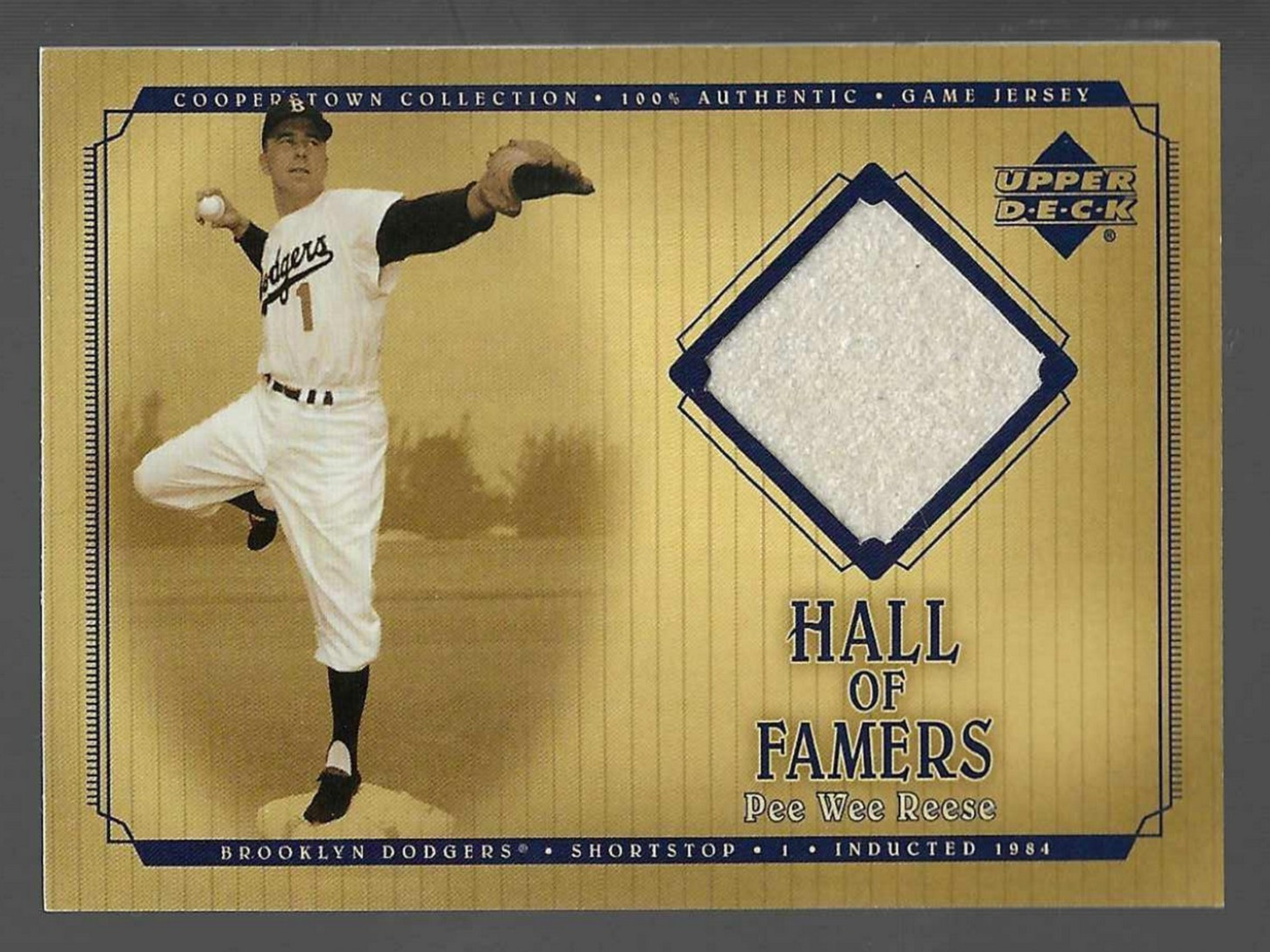 Pee Wee Reese HOF 2001 Upper Deck Hall Of Famers Memorabilia Game Jersey White